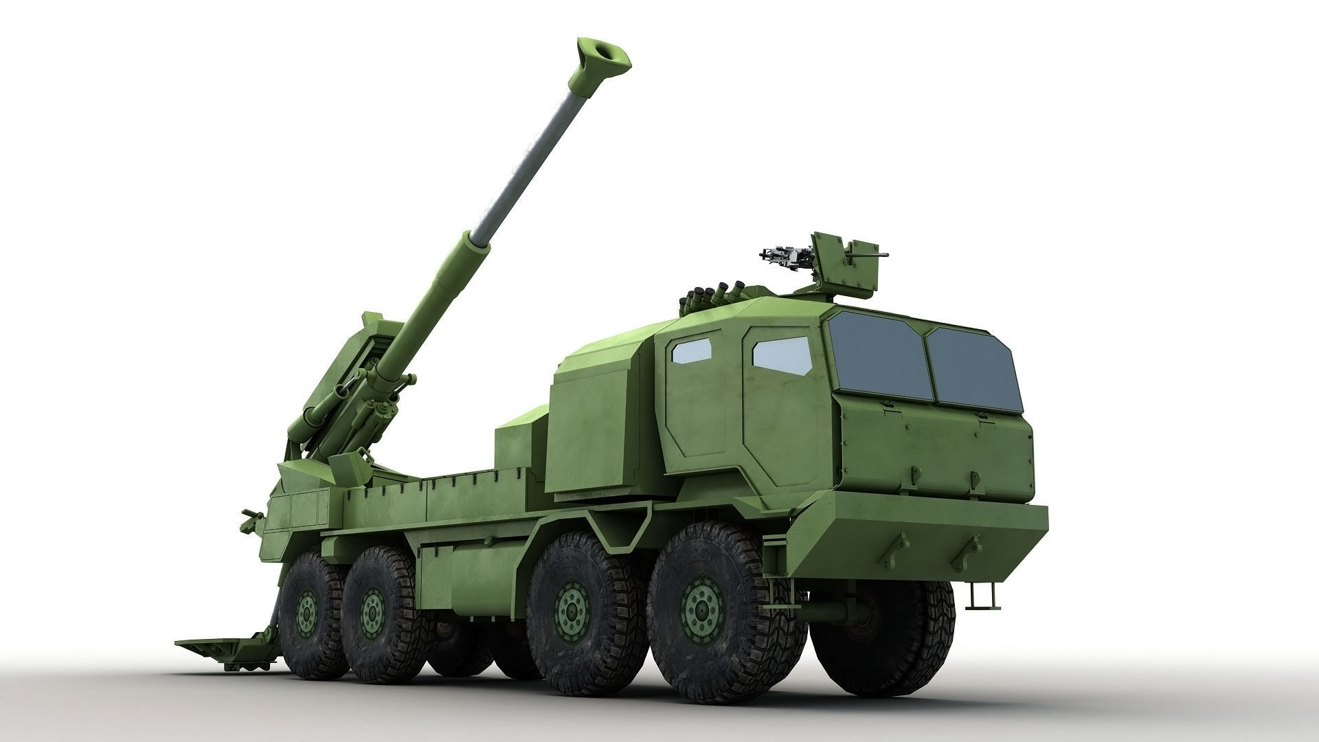Modern Truck-mounted Cannon Howitzer 3D model_6