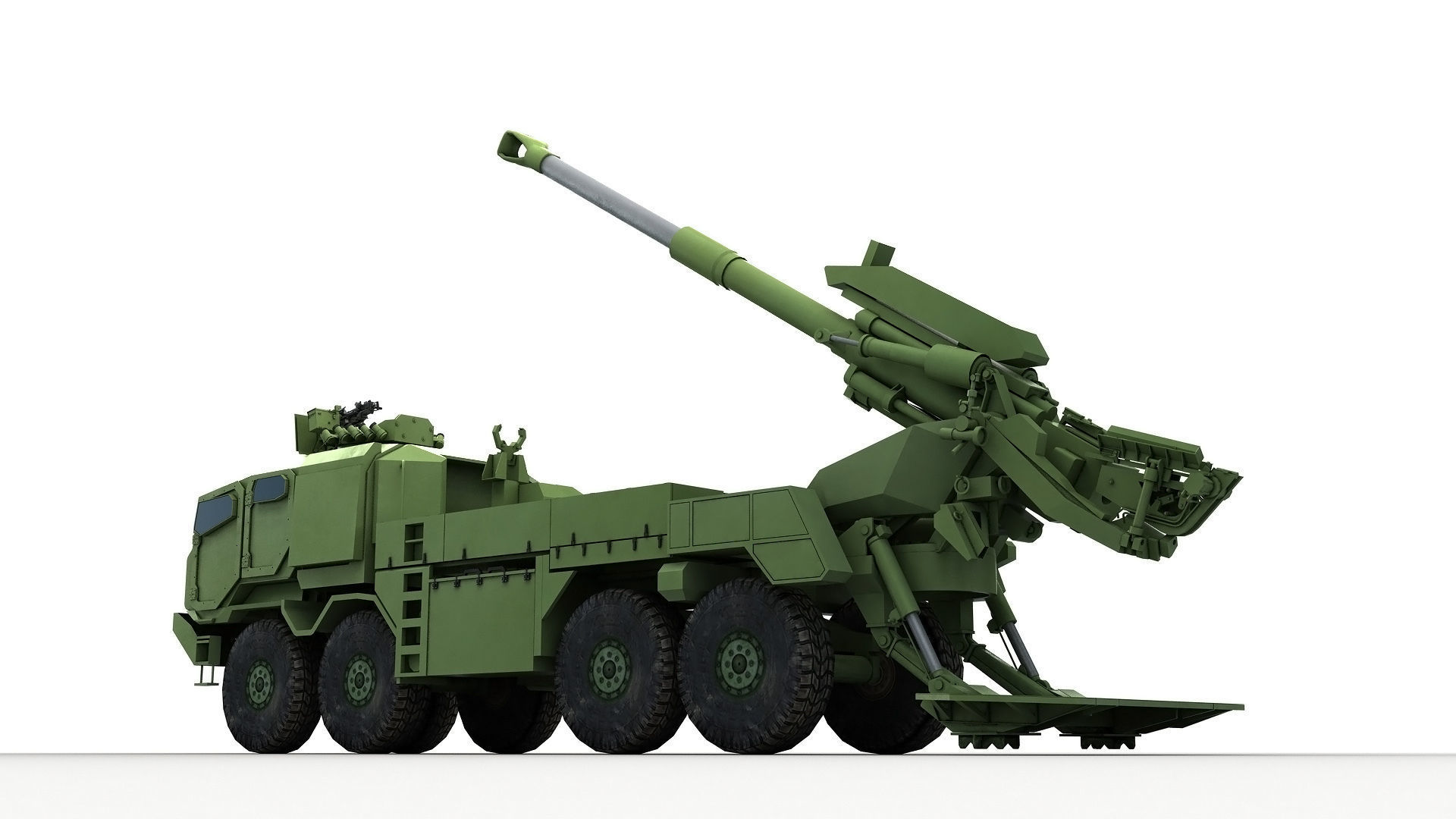 Modern Truck-mounted Cannon Howitzer 3D model_2