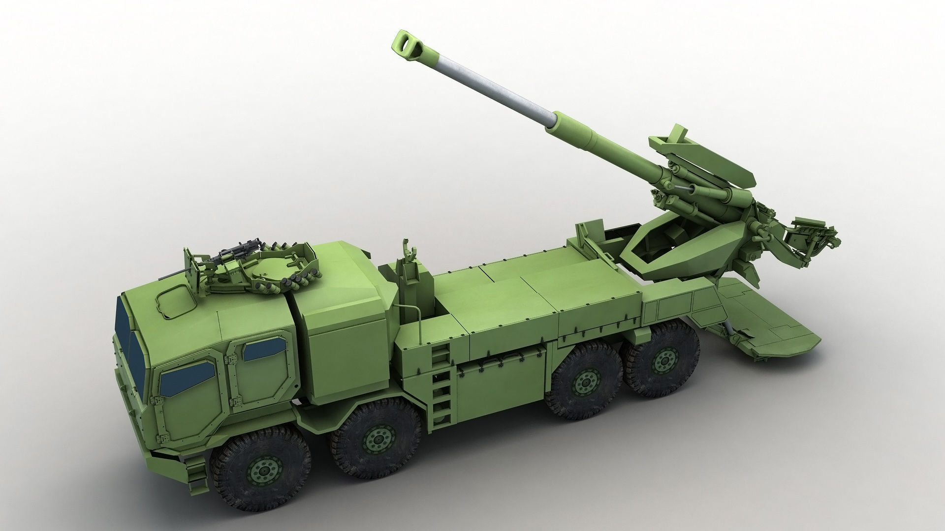 Modern Truck-mounted Cannon Howitzer 3D model_3