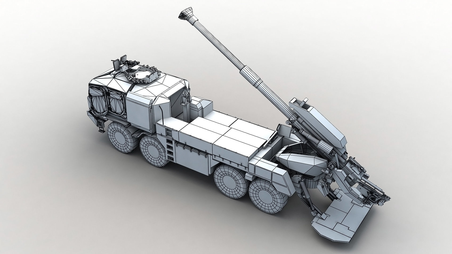Modern Truck-mounted Cannon Howitzer 3D model_9