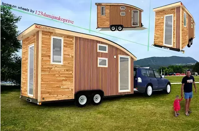 house on wheels Free low-poly 3D model