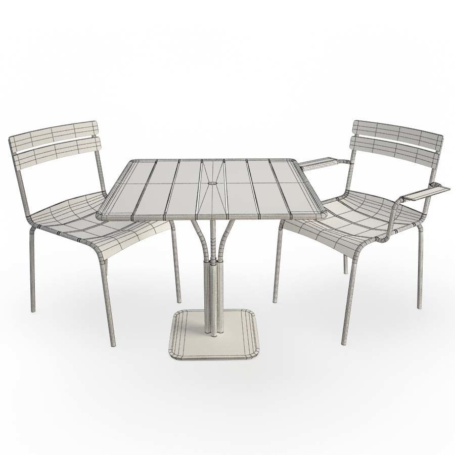 Luxembourg Metallic Table and chairs Fermob 3D model_1