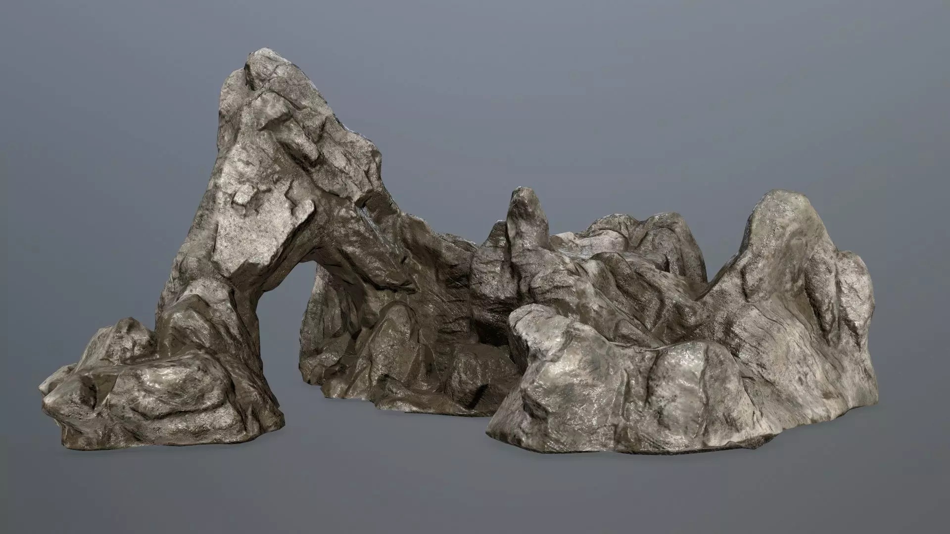 rock gate Low-poly 3D model_0