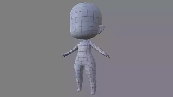 Female Chibi Lowpoly Character Base Mesh Low-poly 3D model