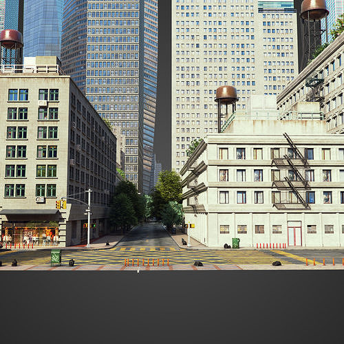 Realistic Square city S1 Low-poly 3D model 4