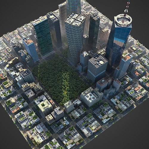 Realistic Square city S1 Low-poly 3D model 7