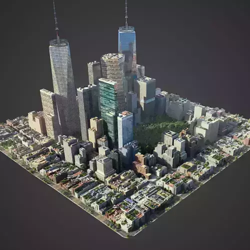 Realistic Square city S1 Low-poly 3D model
