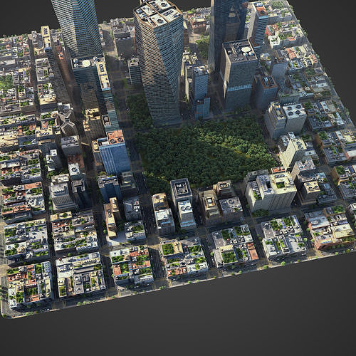 Realistic Square city S1 Low-poly 3D model 2