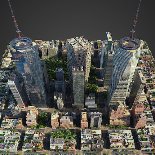 Realistic Square city S1 Low-poly 3D model 5