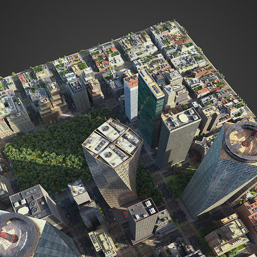 Realistic Square city S1 Low-poly 3D model 6