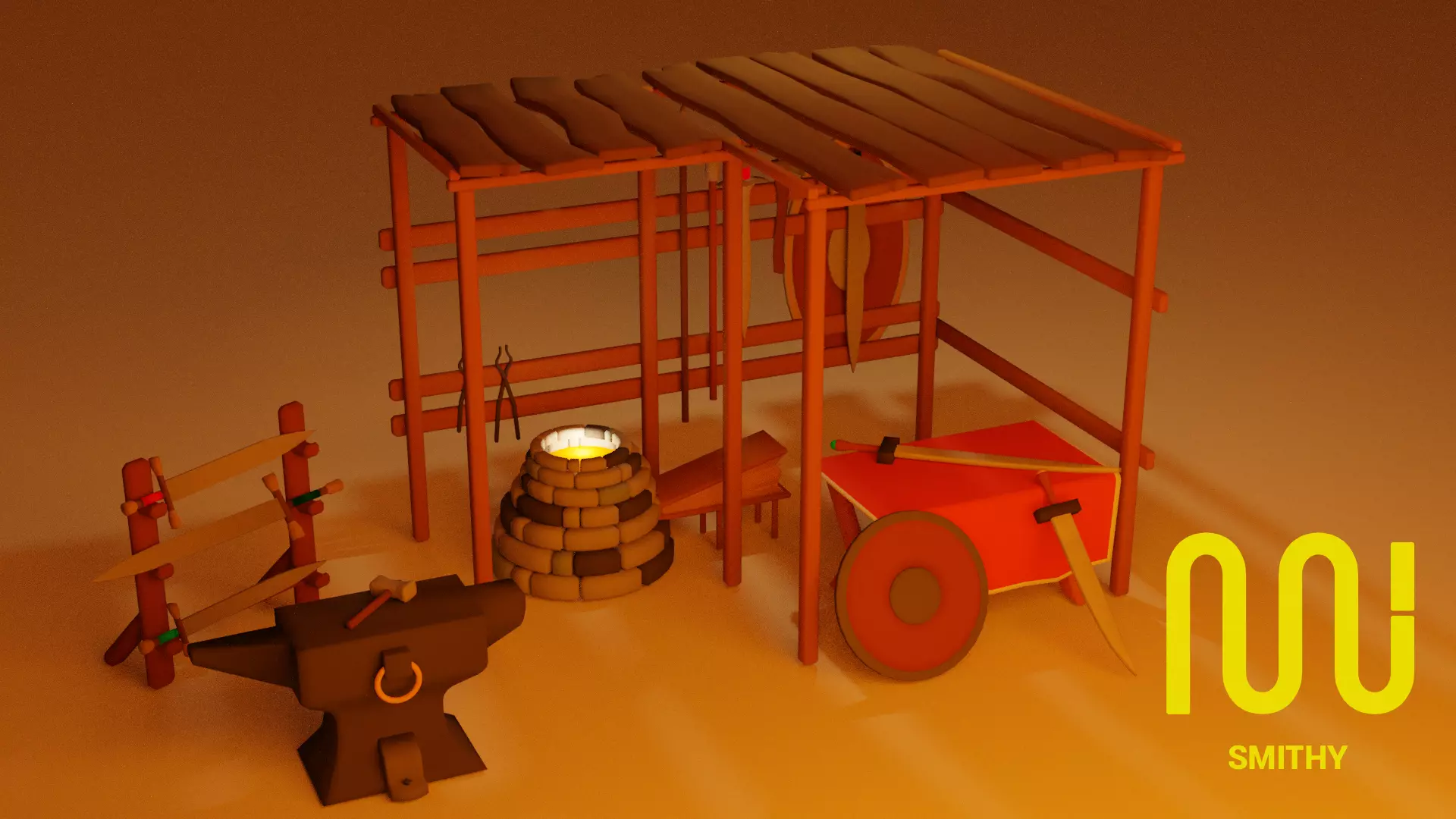 Low Poly Smithy Game Asset Low-poly 3D model