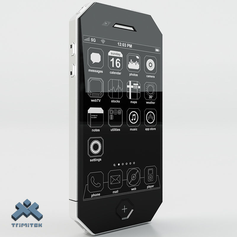 Generic Phone Concept Design Low-poly 3D model_7