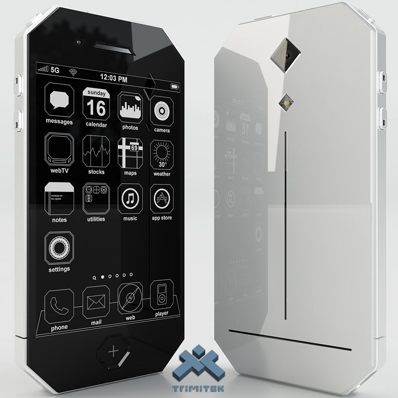Generic Phone Concept Design Low-poly 3D model_1