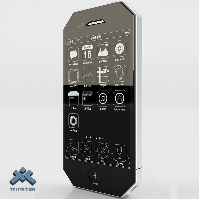 Generic Phone Concept Design Low-poly 3D model_11