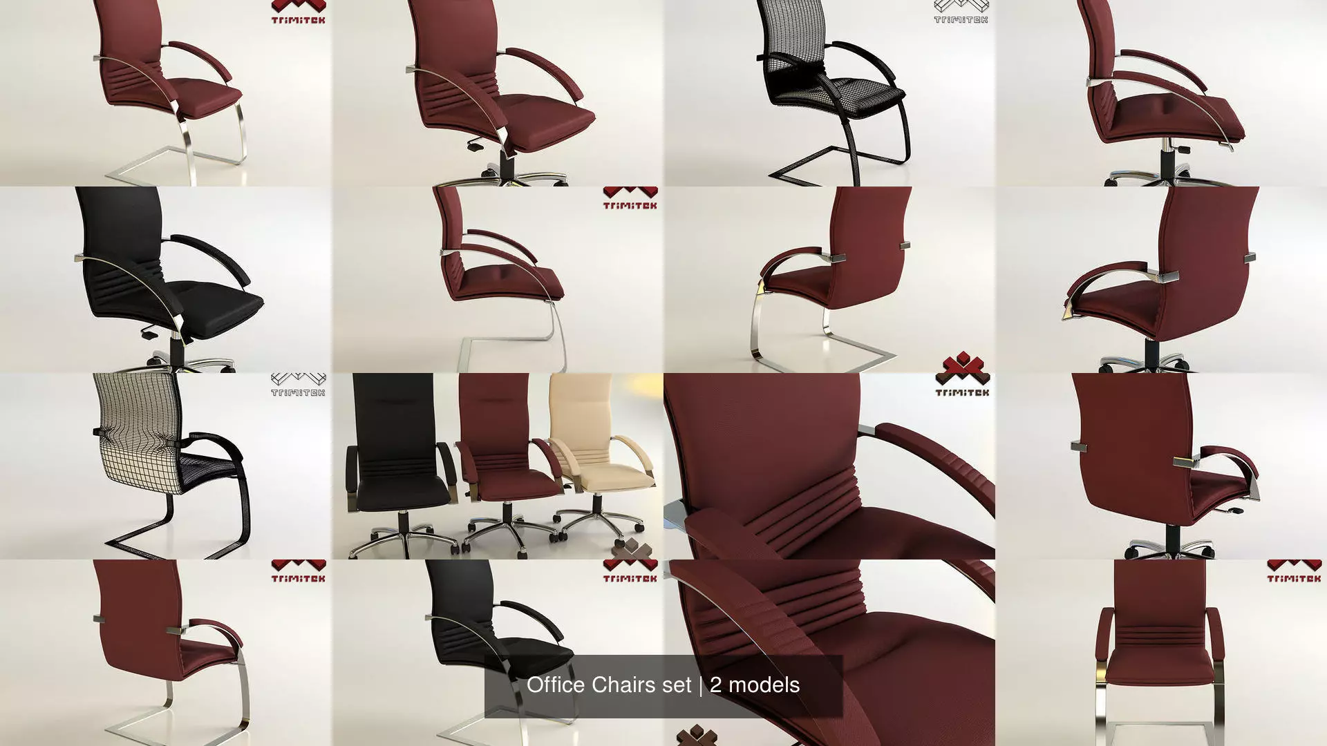 Office Chairs set 3D Model Collection_1
