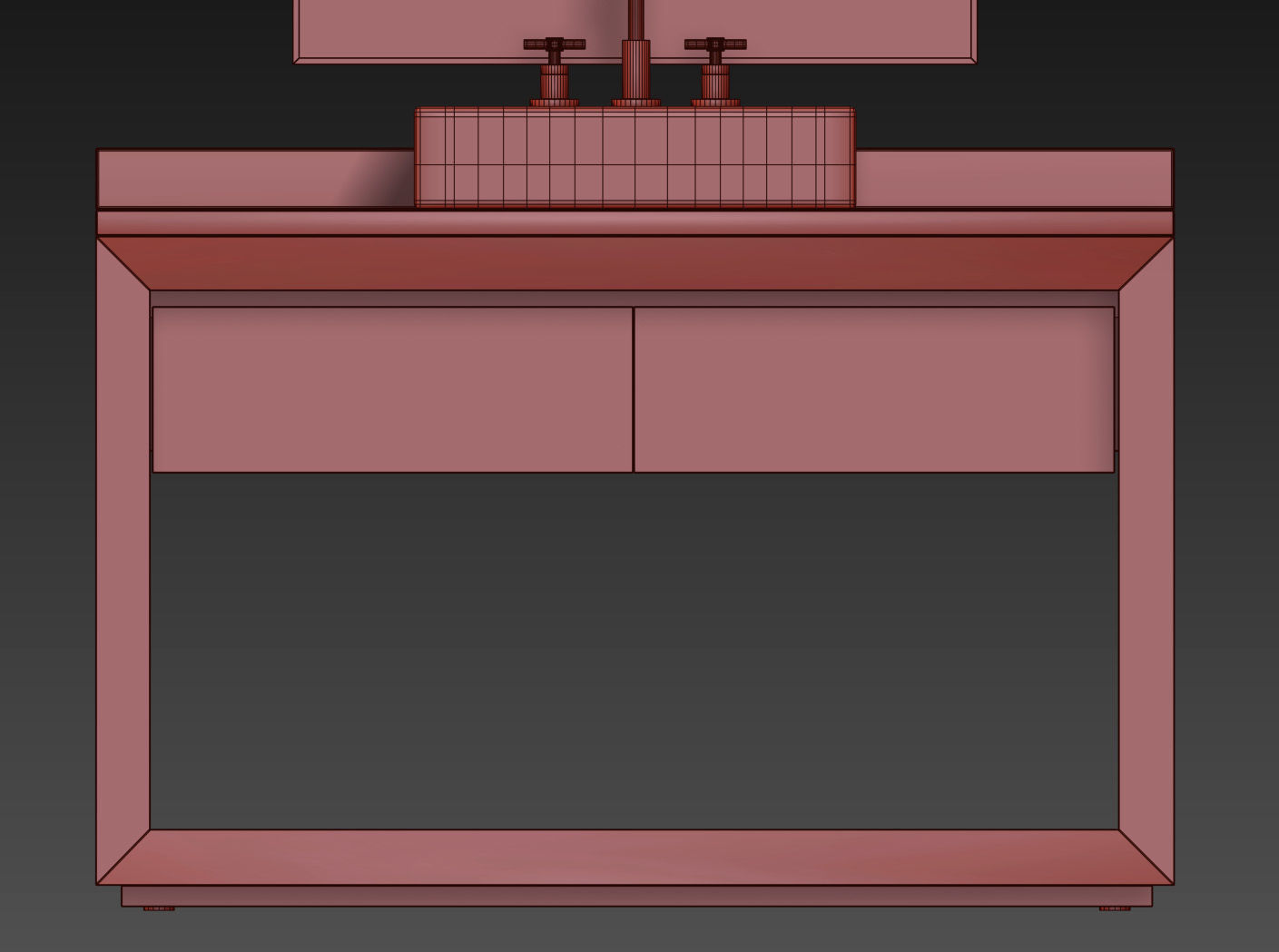 RECLAIMED RUSSIAN OAK SINGLE EXTRA-WIDE WASHSTAND Gray 3D model_8