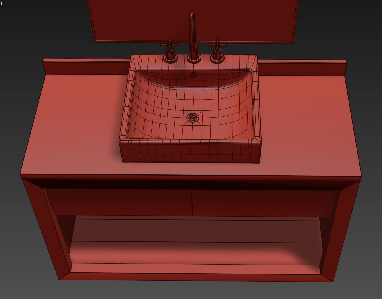 RECLAIMED RUSSIAN OAK SINGLE EXTRA-WIDE WASHSTAND Gray 3D model_6