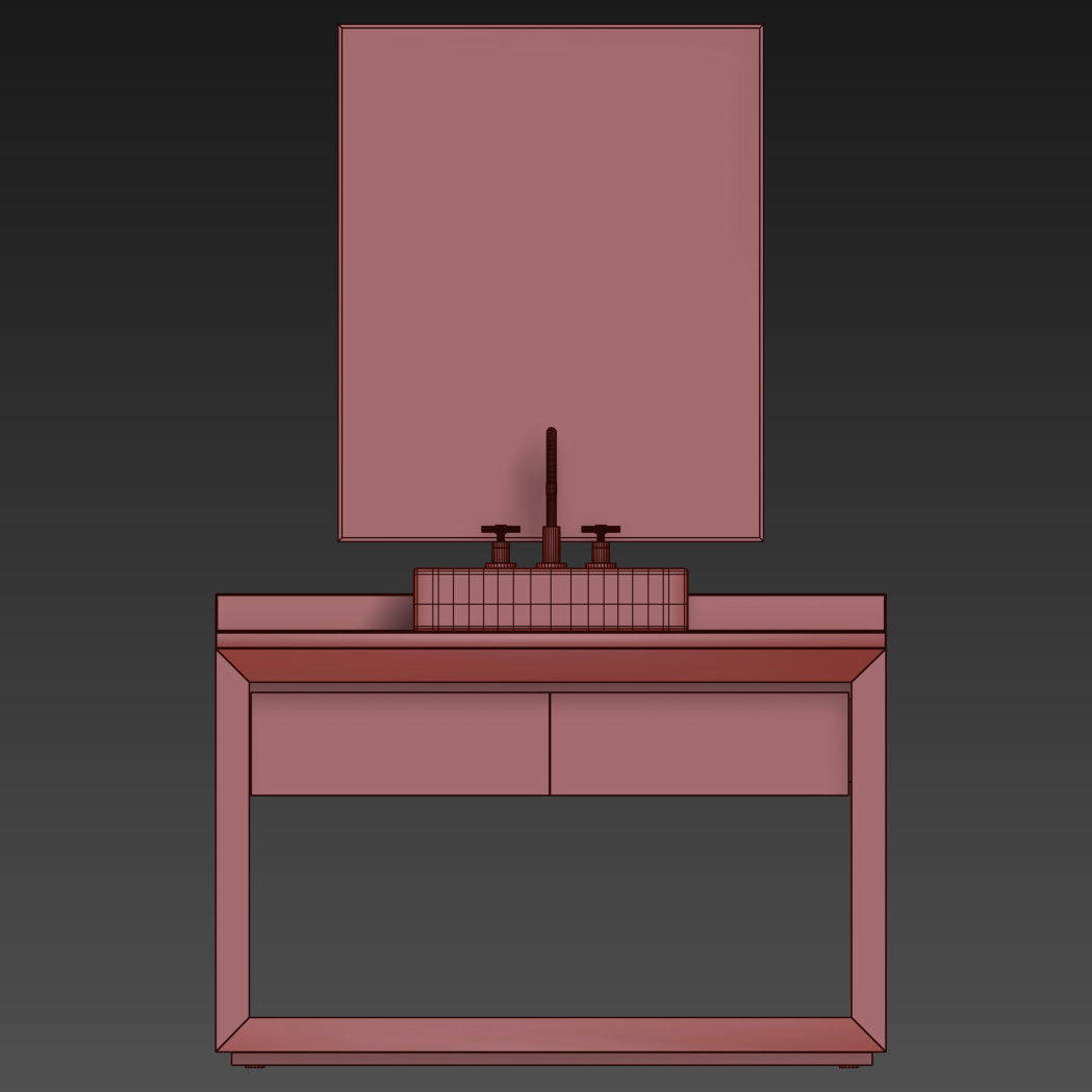 RECLAIMED RUSSIAN OAK SINGLE EXTRA-WIDE WASHSTAND Gray 3D model_5