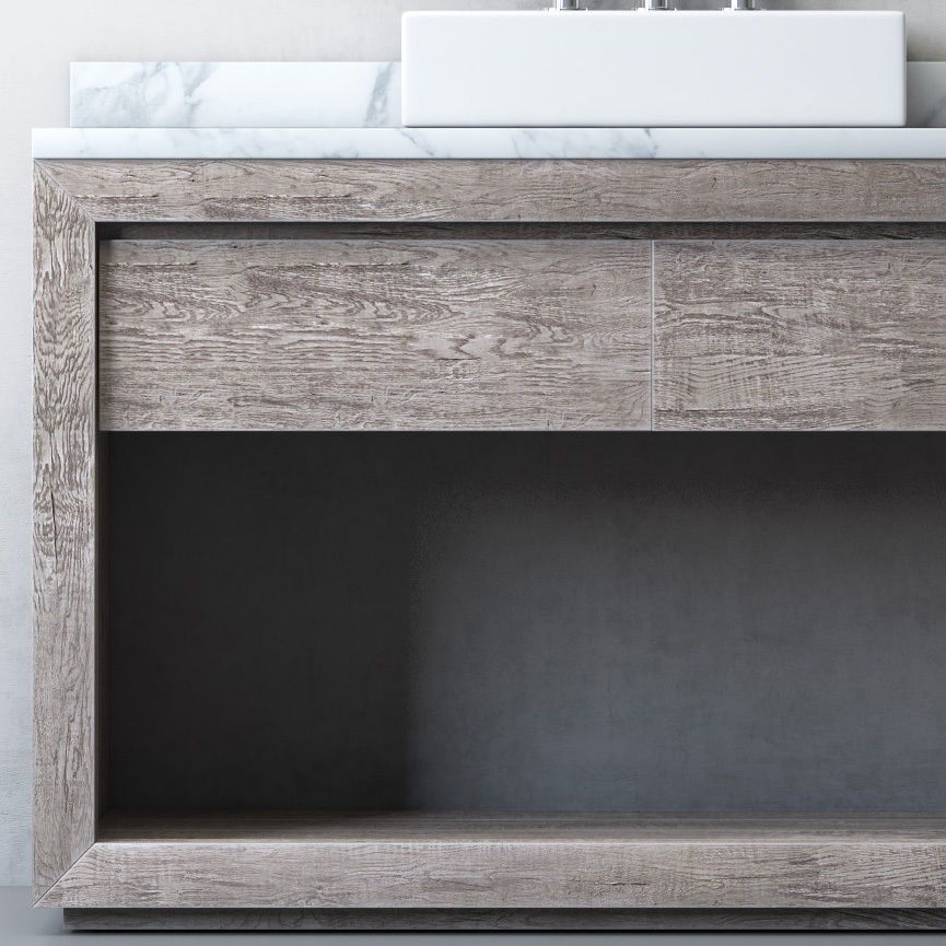 RECLAIMED RUSSIAN OAK SINGLE EXTRA-WIDE WASHSTAND Gray 3D model_2