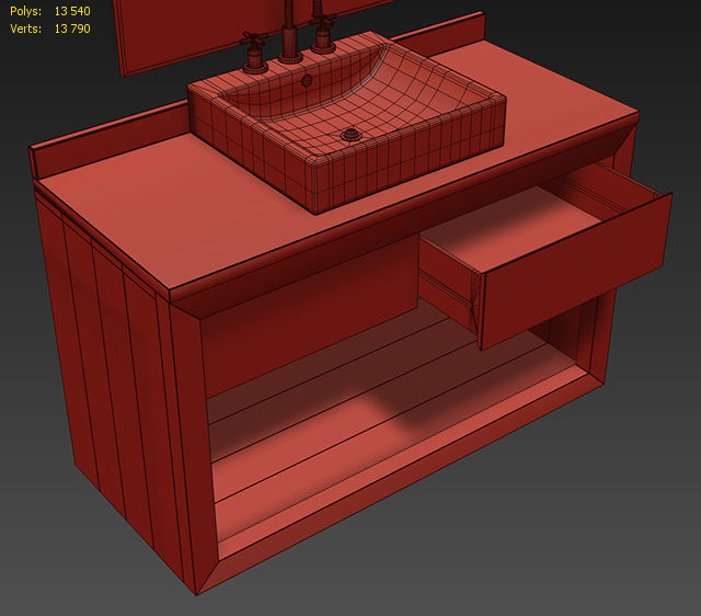 RECLAIMED RUSSIAN OAK SINGLE EXTRA-WIDE WASHSTAND Gray 3D model_9