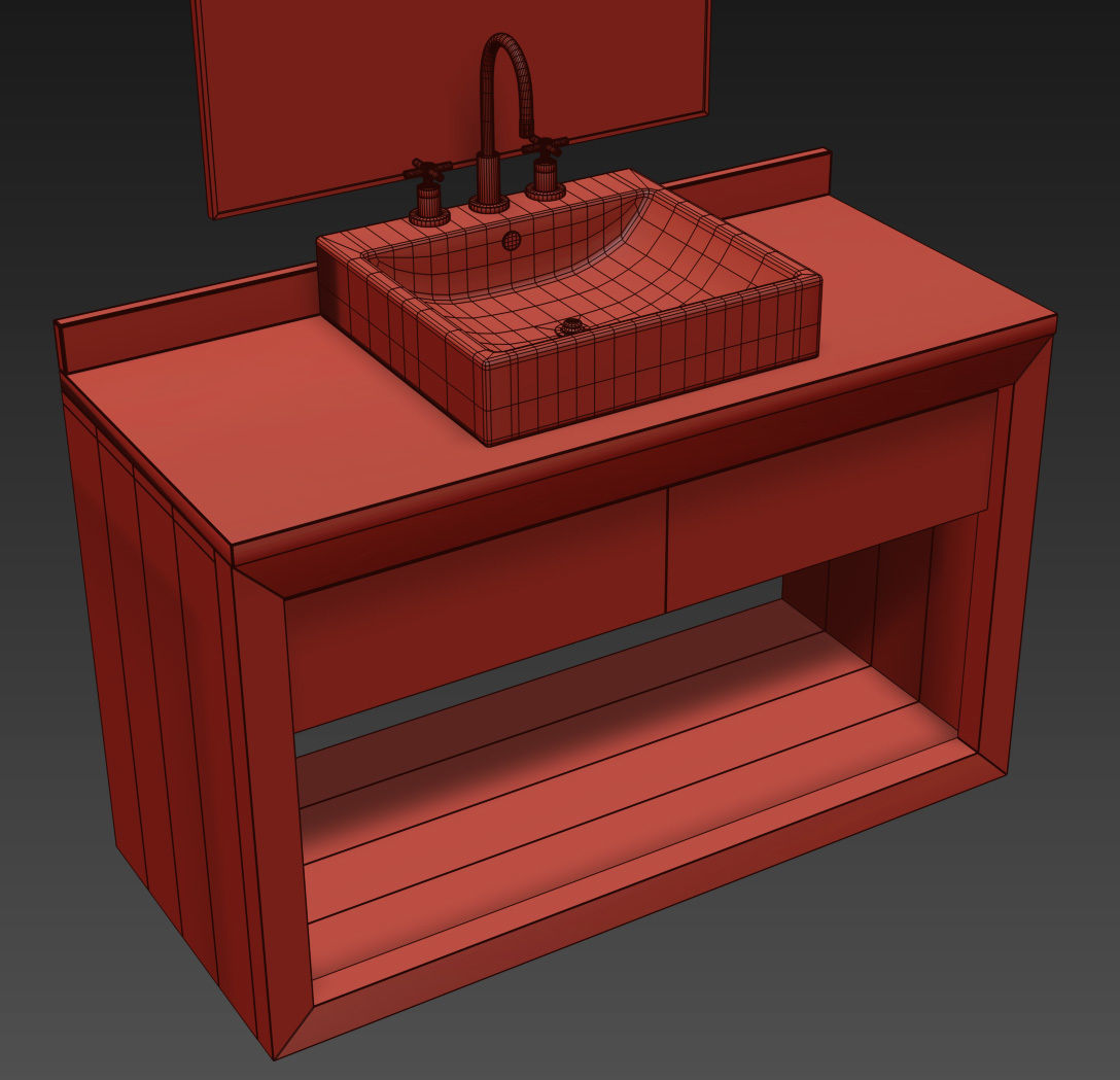 RECLAIMED RUSSIAN OAK SINGLE EXTRA-WIDE WASHSTAND Gray 3D model_4