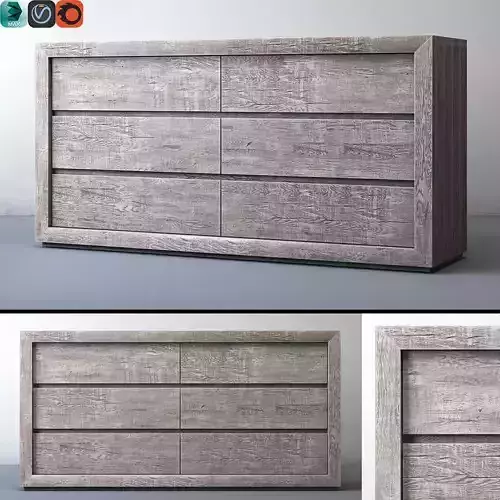 RECLAIMED RUSSIAN OAK 6-DRAWER DRESSER Grey