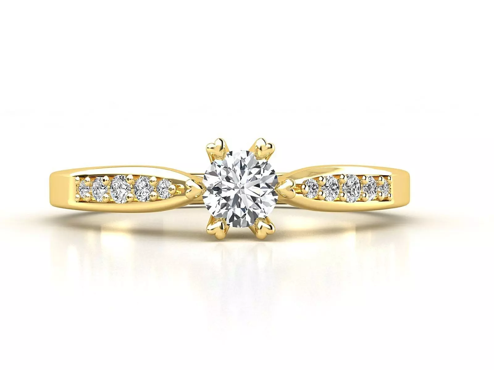 R0013 diamond engagement ring gold 3D print model_0