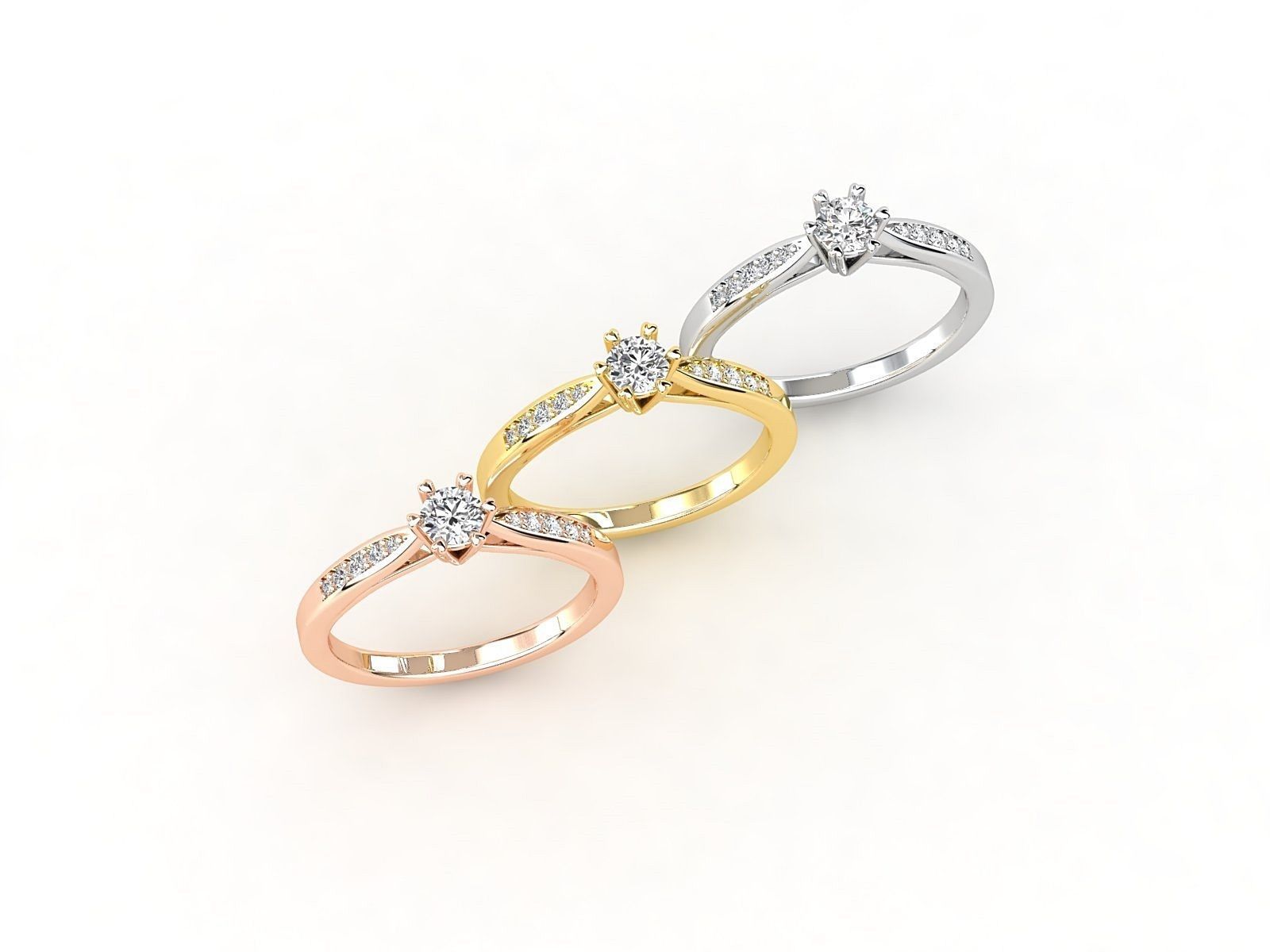 R0013 diamond engagement ring gold 3D print model_3