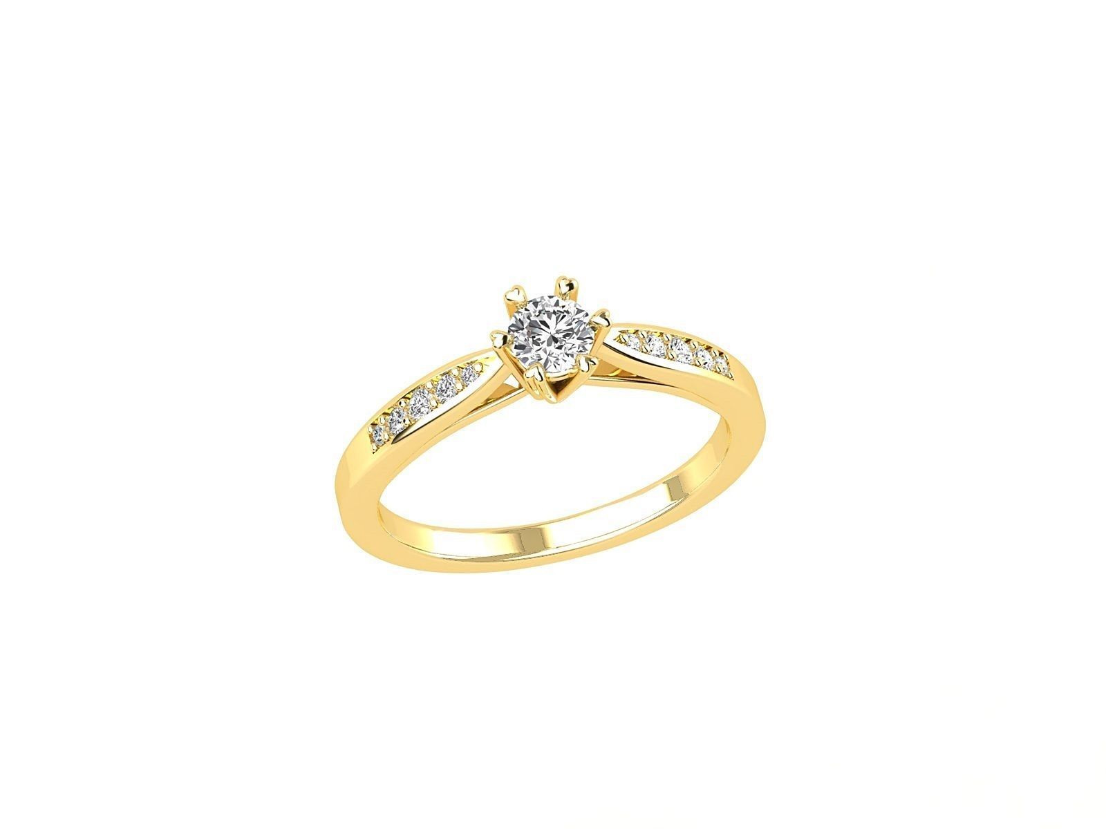 R0013 diamond engagement ring gold 3D print model_1