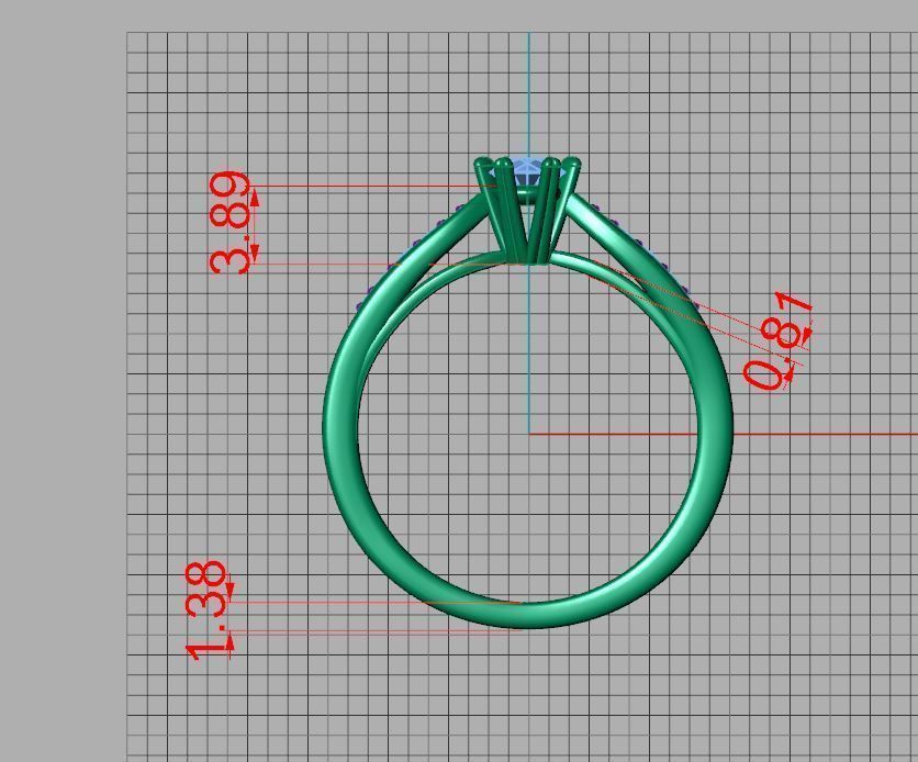 R0013 diamond engagement ring gold 3D print model_5