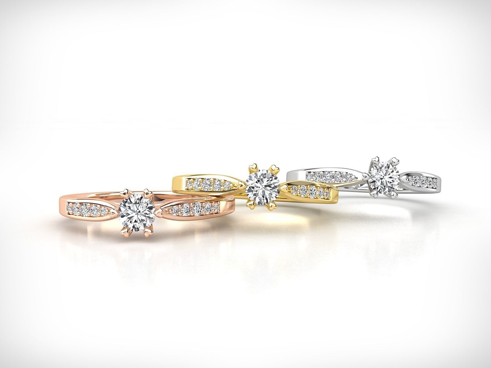 R0013 diamond engagement ring gold 3D print model_2