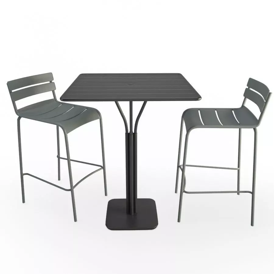 Luxembourg Metallic Table and  Bar Stools Fermob 3D model_0