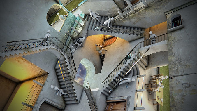 MC Escher Relativity Low-poly 3D model
