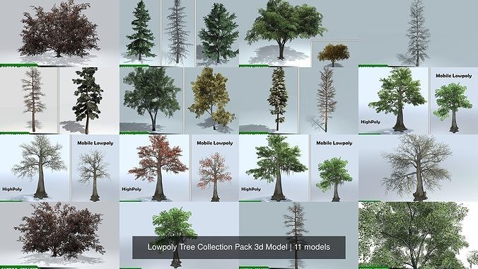 Lowpoly Tree Collection Pack 3d Model 