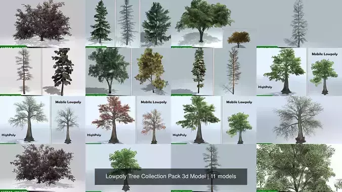 Lowpoly Tree Collection Pack 3d Model 