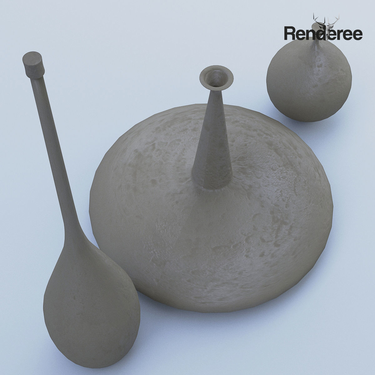 Cement Vases Decor Set 3D model_1