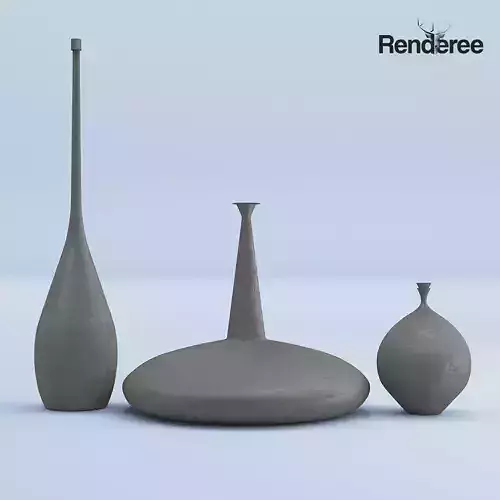 Cement Vases Decor Set