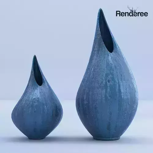Blue Wooden Vases