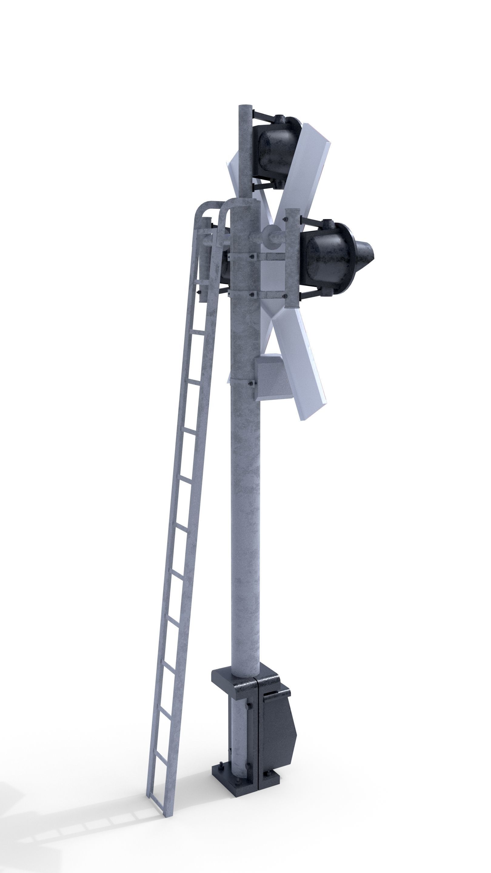 Rail Crossing Traffic Light 3 3D model_2