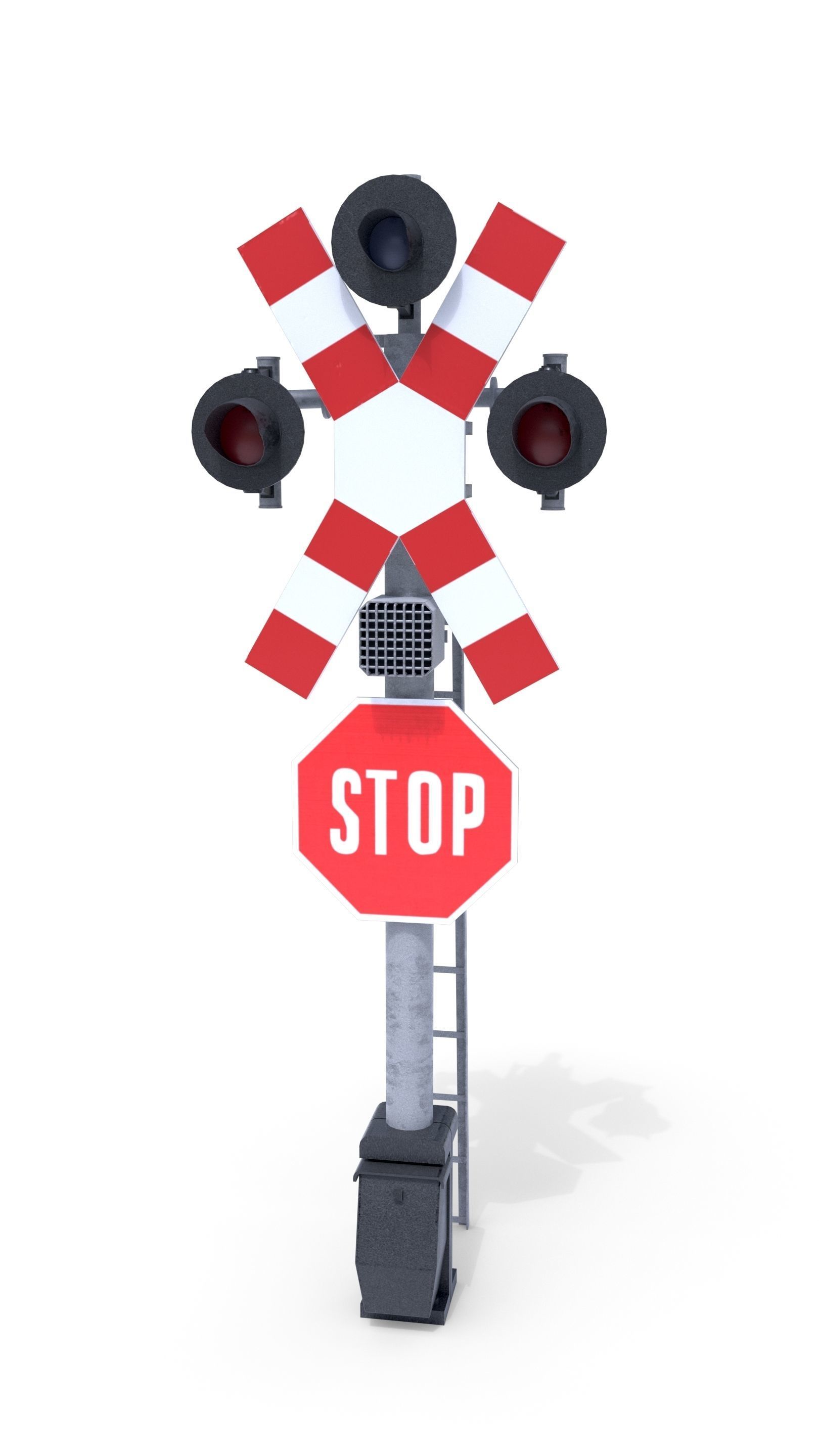Rail Crossing Traffic Light 4 3D model_3