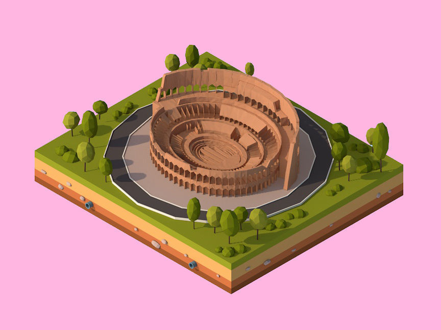Polygonia Cartoon Low Poly Landmarks Mega Pack  Low-poly 3D model_7