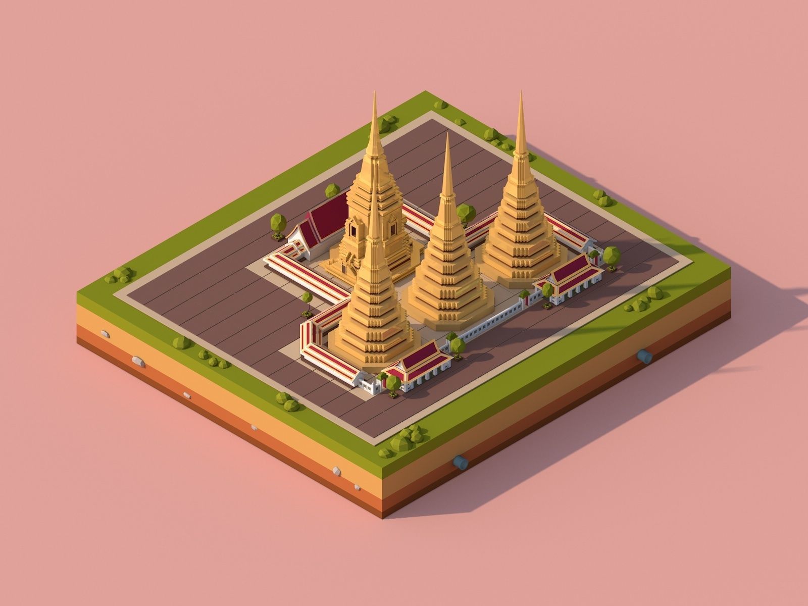Polygonia Cartoon Low Poly Landmarks Mega Pack  Low-poly 3D model_33