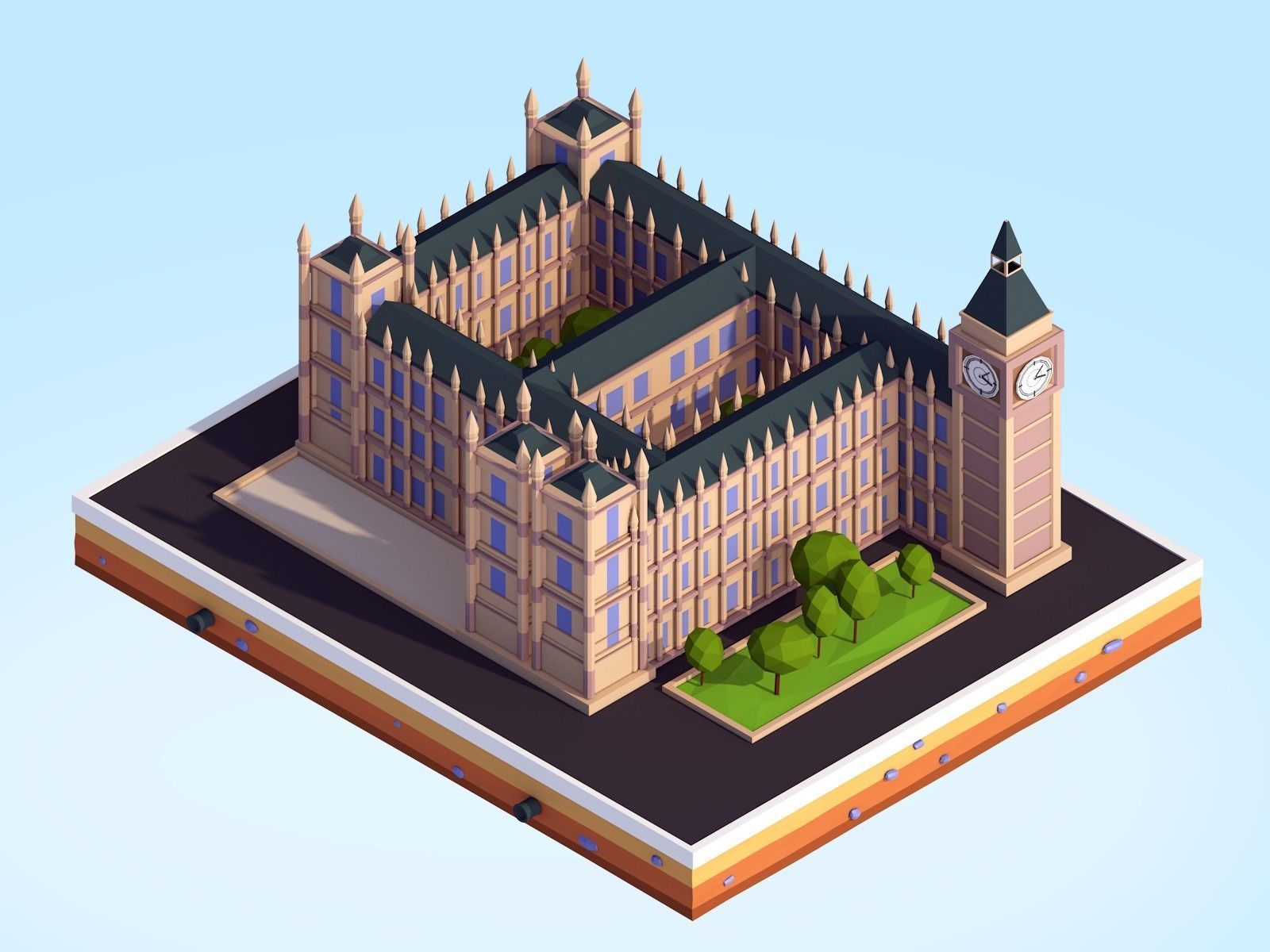 Polygonia Cartoon Low Poly Landmarks Mega Pack  Low-poly 3D model_12
