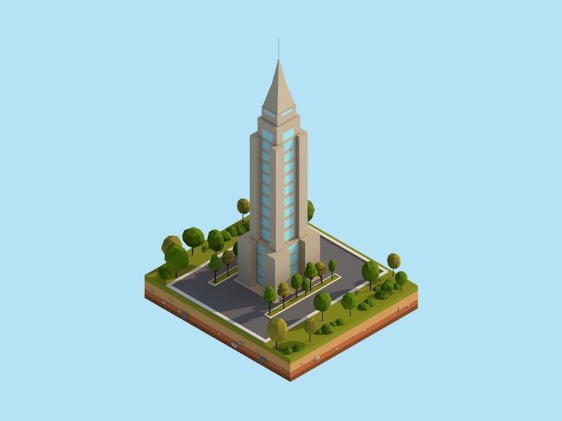 Polygonia Cartoon Low Poly Landmarks Mega Pack  Low-poly 3D model_20