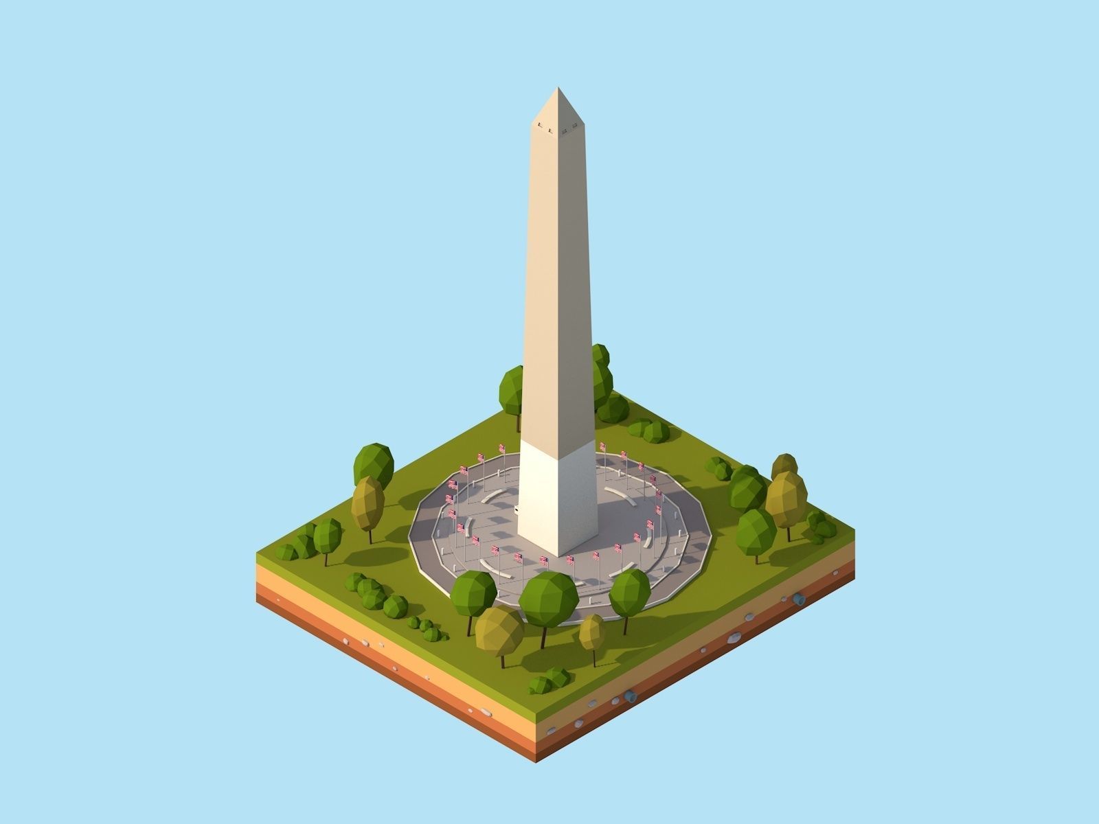 Polygonia Cartoon Low Poly Landmarks Mega Pack  Low-poly 3D model_37