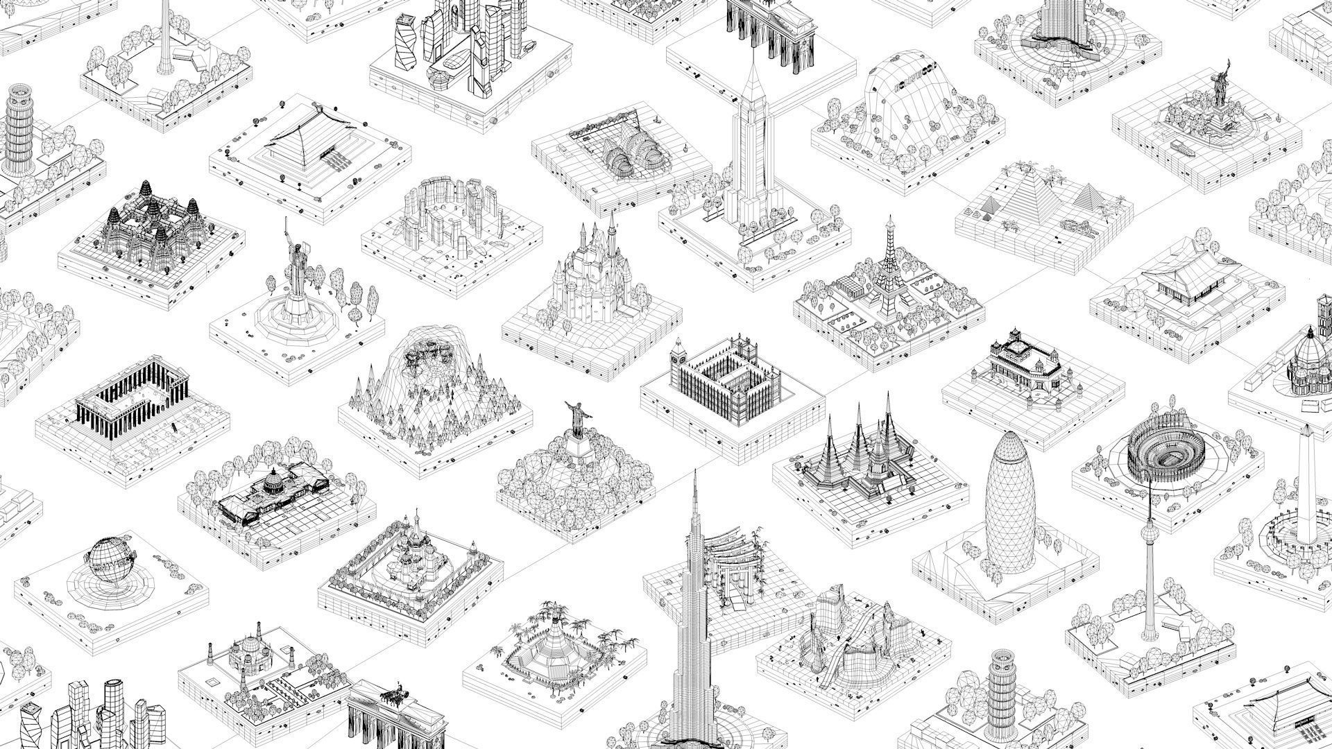 Polygonia Cartoon Low Poly Landmarks Mega Pack  Low-poly 3D model_39