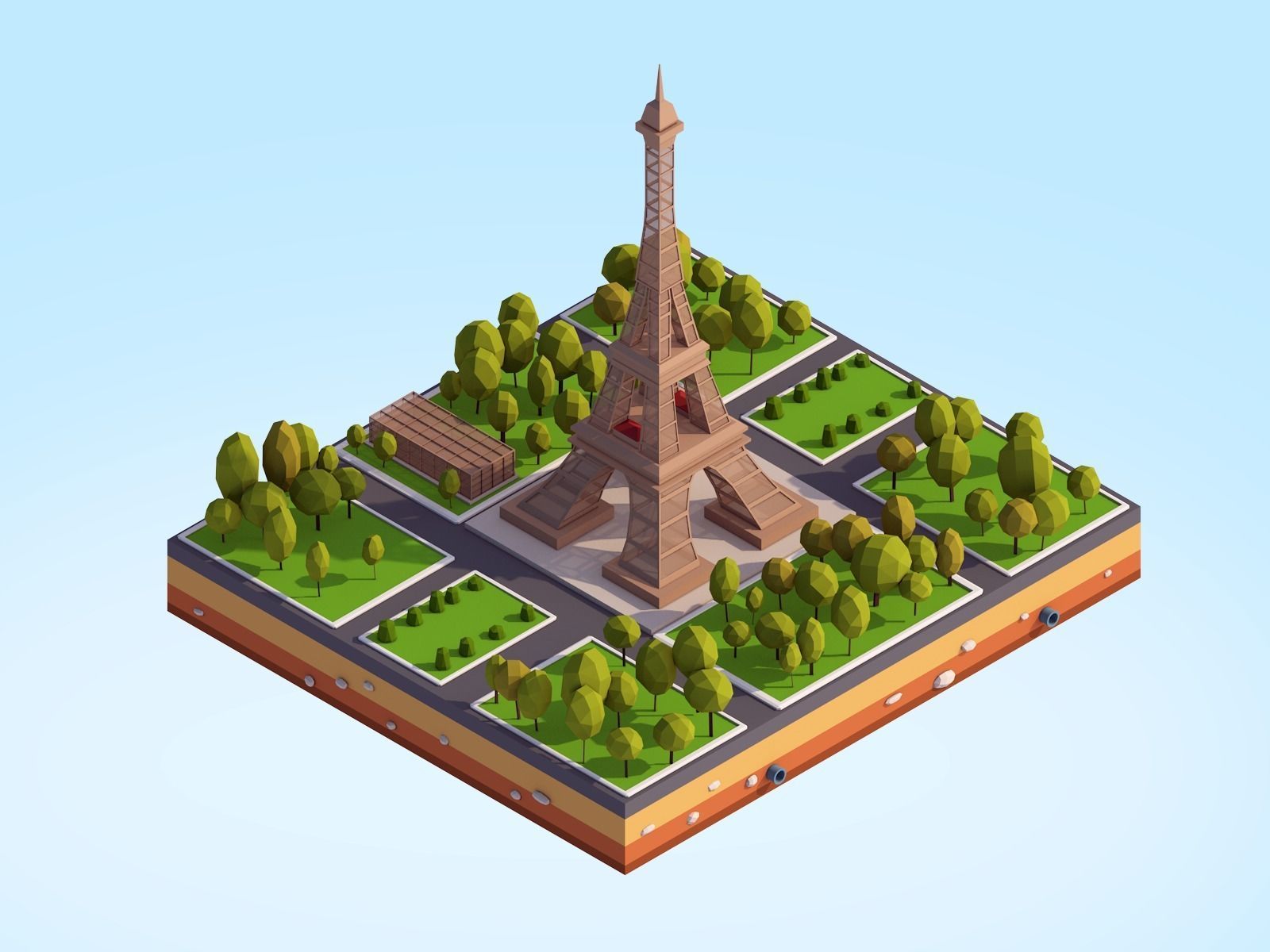 Polygonia Cartoon Low Poly Landmarks Mega Pack  Low-poly 3D model_19