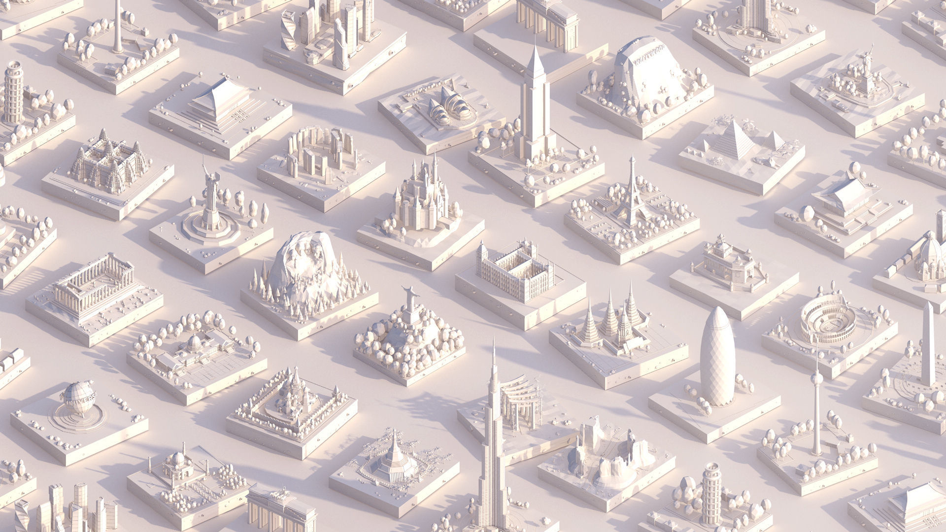 Polygonia Cartoon Low Poly Landmarks Mega Pack  Low-poly 3D model_1