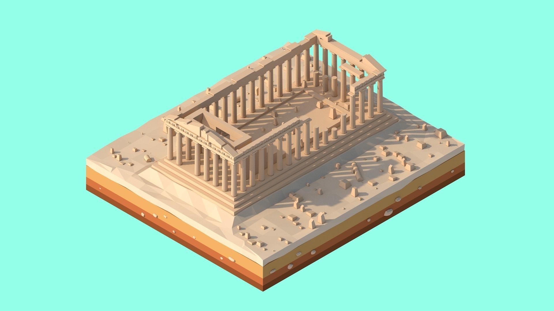 Polygonia Cartoon Low Poly Landmarks Mega Pack  Low-poly 3D model_28