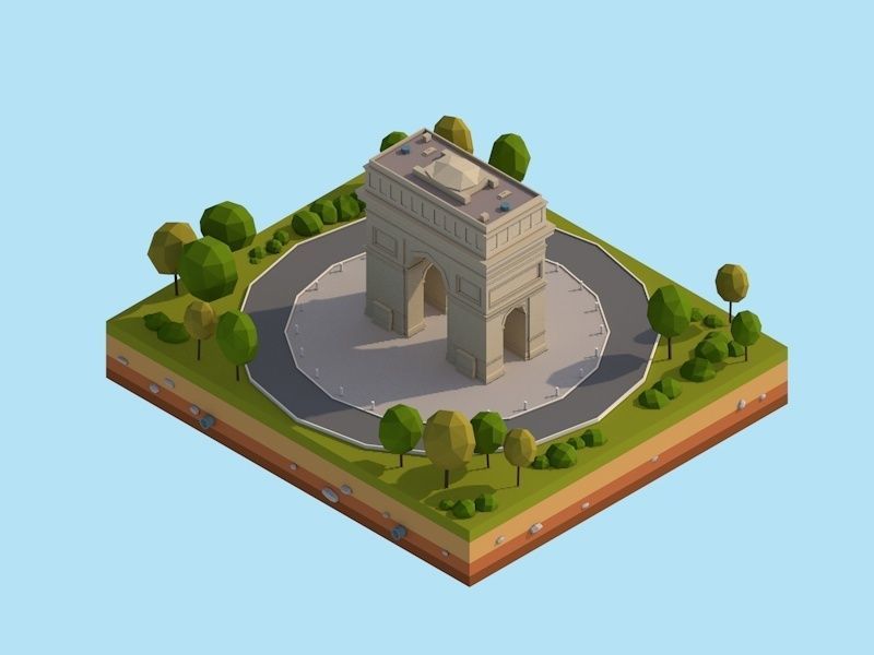 Polygonia Cartoon Low Poly Landmarks Mega Pack  Low-poly 3D model_34